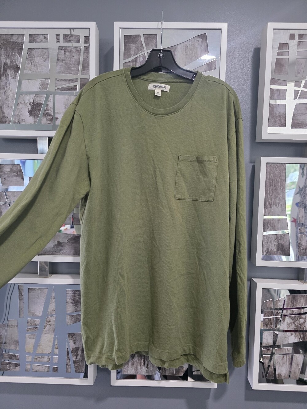 Olive Green Long-Sleeve Pocket Tee